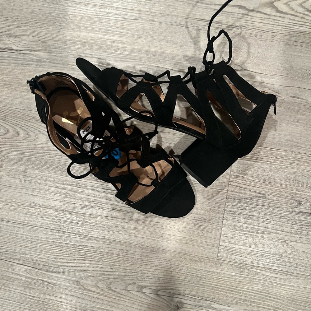 Crossed Open Toe Heels.